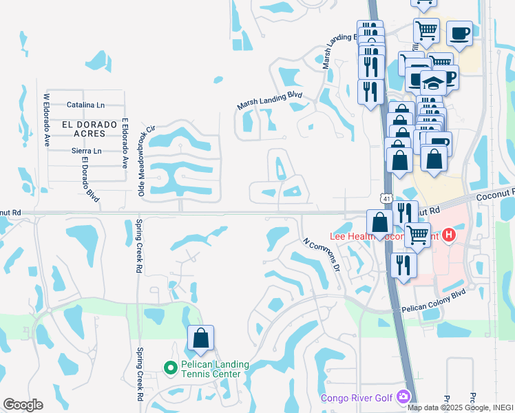 map of restaurants, bars, coffee shops, grocery stores, and more near 3430 Morning Lake Drive in Bonita Springs
