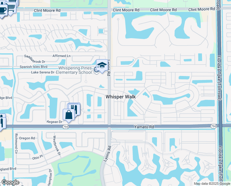 map of restaurants, bars, coffee shops, grocery stores, and more near 8977 Echo Lane in Boca Raton