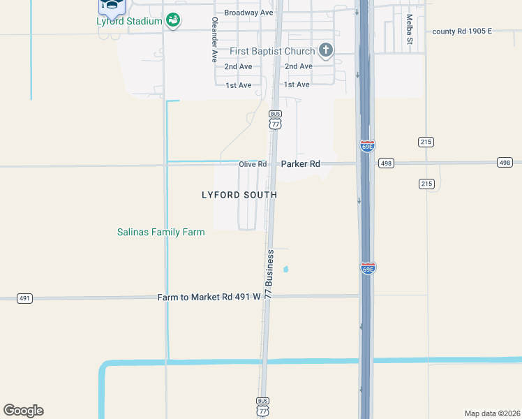 map of restaurants, bars, coffee shops, grocery stores, and more near Railroad Street in Lyford