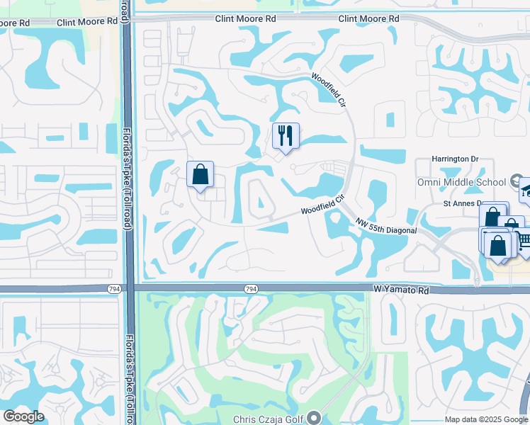 map of restaurants, bars, coffee shops, grocery stores, and more near 3809 Regency Circle South in Boca Raton