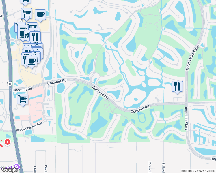 map of restaurants, bars, coffee shops, grocery stores, and more near 9540 Cypress Hammock Circle in Bonita Springs