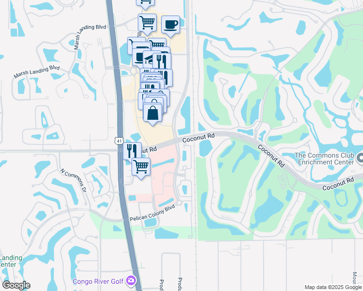map of restaurants, bars, coffee shops, grocery stores, and more near 23471 Alamanda Drive in Bonita Springs