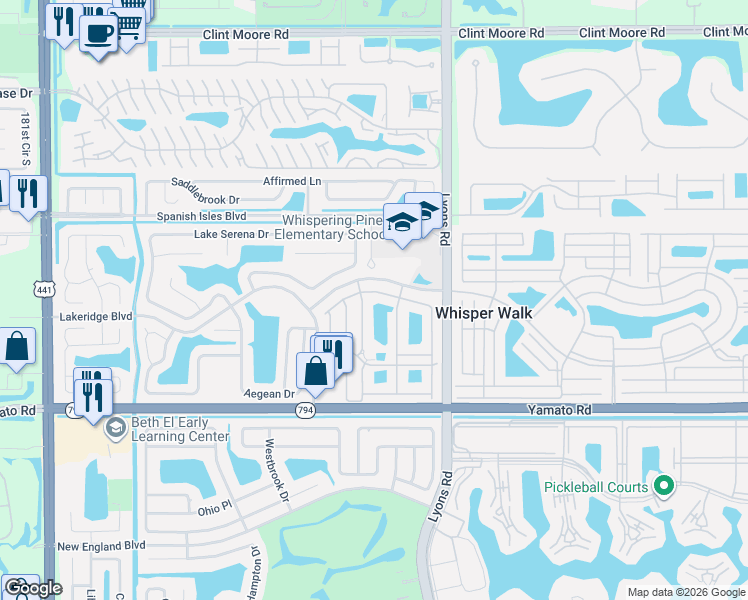 map of restaurants, bars, coffee shops, grocery stores, and more near 9244 Flynn Circle in Boca Raton