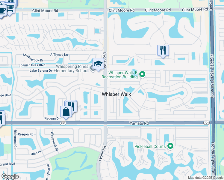 map of restaurants, bars, coffee shops, grocery stores, and more near 8746 Windrow Way in Boca Raton
