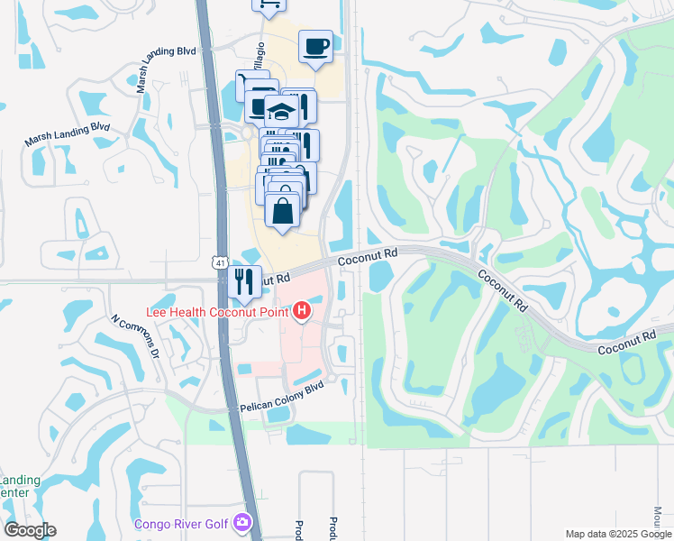map of restaurants, bars, coffee shops, grocery stores, and more near 23471 Alamanda Drive in Bonita Springs
