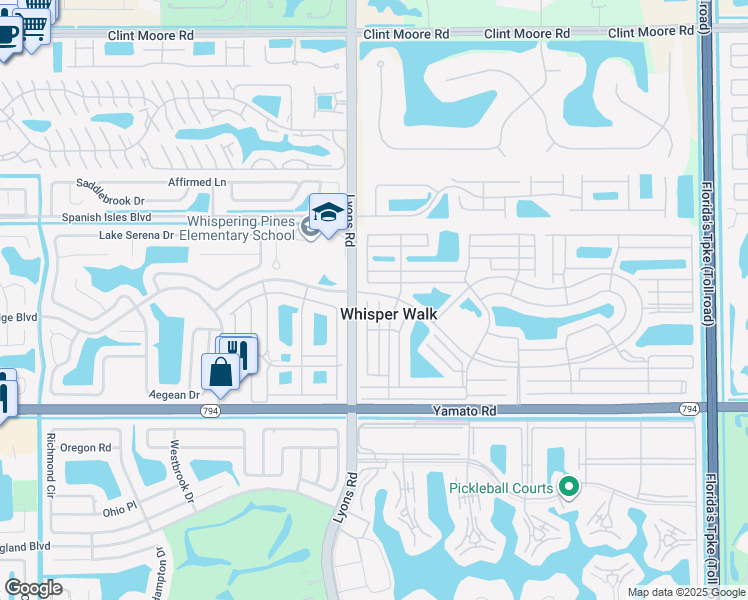 map of restaurants, bars, coffee shops, grocery stores, and more near 8757 Echo Lane in Boca Raton