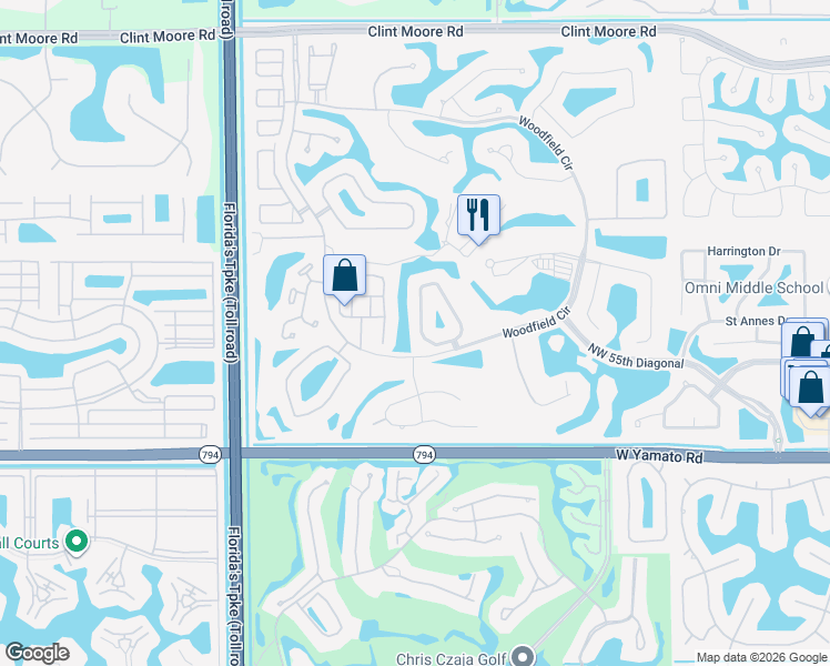 map of restaurants, bars, coffee shops, grocery stores, and more near 5625 Regency Circle West in Boca Raton