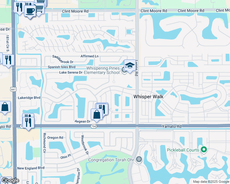 map of restaurants, bars, coffee shops, grocery stores, and more near 9244 Flynn Circle in Boca Raton
