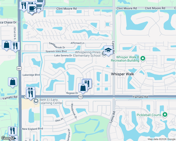 map of restaurants, bars, coffee shops, grocery stores, and more near 9305 Flynn Circle in Boca Raton