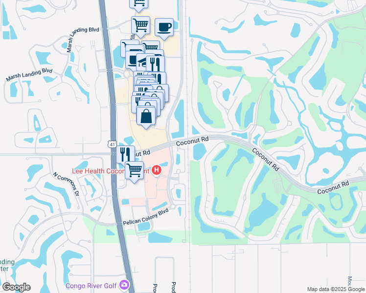 map of restaurants, bars, coffee shops, grocery stores, and more near 23421 Alamanda Drive in Bonita Springs