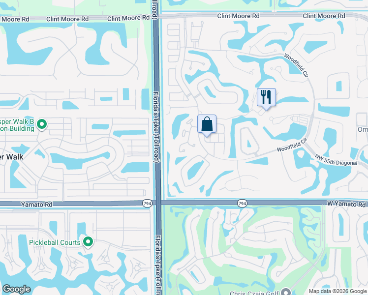 map of restaurants, bars, coffee shops, grocery stores, and more near 4075 Northwest 58th Lane in Boca Raton