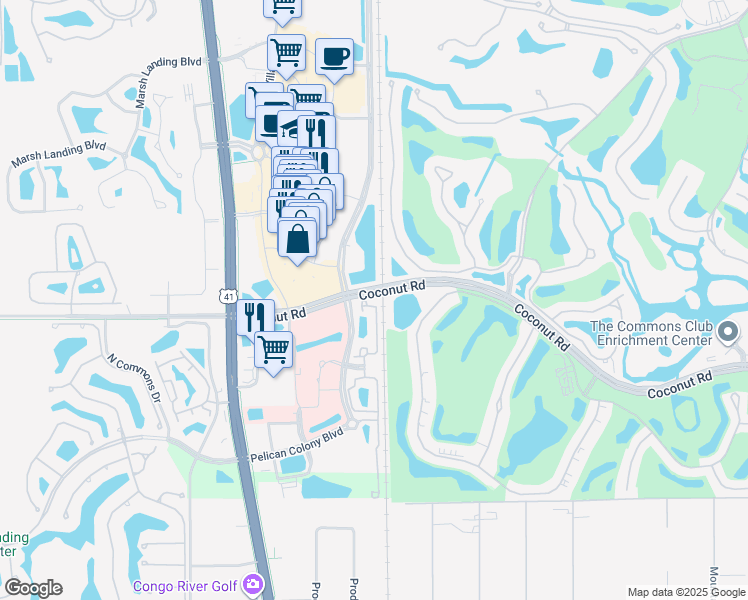 map of restaurants, bars, coffee shops, grocery stores, and more near 23471 Alamanda Drive in Bonita Springs
