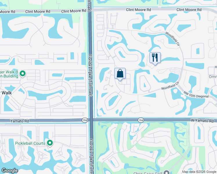 map of restaurants, bars, coffee shops, grocery stores, and more near 4075 Northwest 58th Lane in Boca Raton