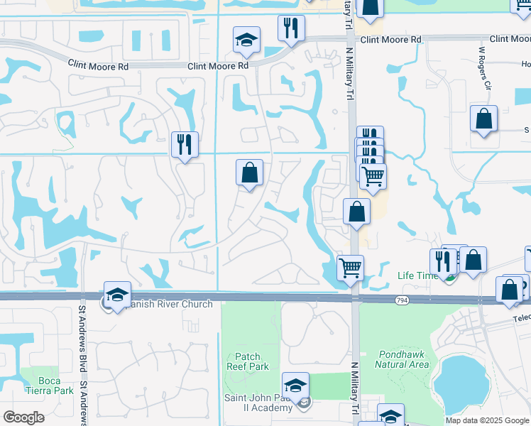 map of restaurants, bars, coffee shops, grocery stores, and more near 2103 Northwest 56th Street in Boca Raton