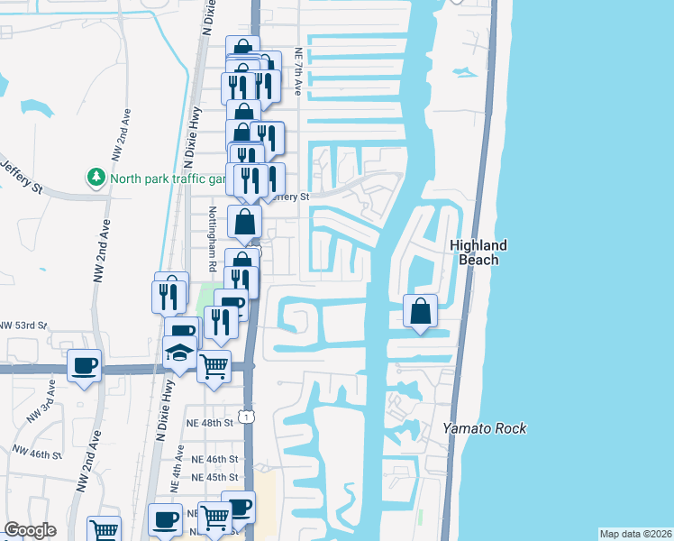 map of restaurants, bars, coffee shops, grocery stores, and more near 5533 Rico Drive in Boca Raton