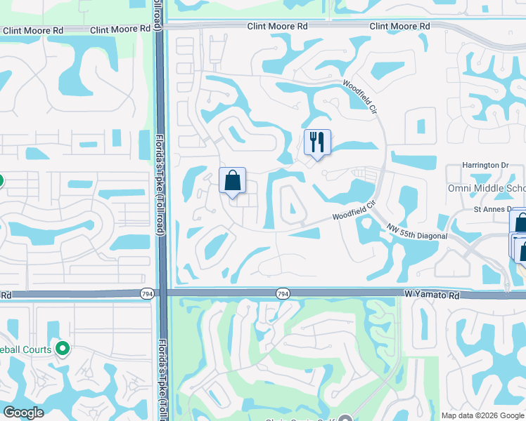 map of restaurants, bars, coffee shops, grocery stores, and more near 5696 Northwest 39th Avenue in Boca Raton