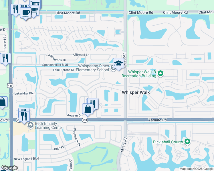 map of restaurants, bars, coffee shops, grocery stores, and more near 9244 Flynn Circle in Boca Raton
