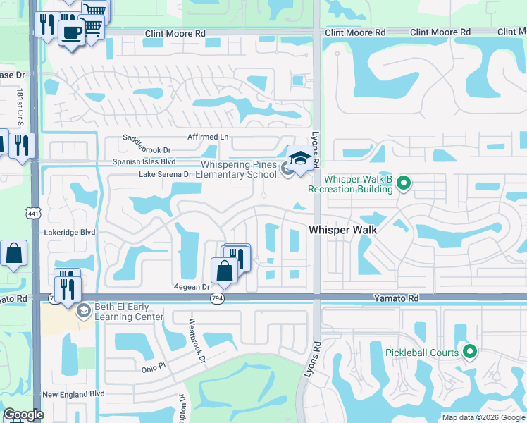 map of restaurants, bars, coffee shops, grocery stores, and more near 9244 Flynn Circle in Boca Raton