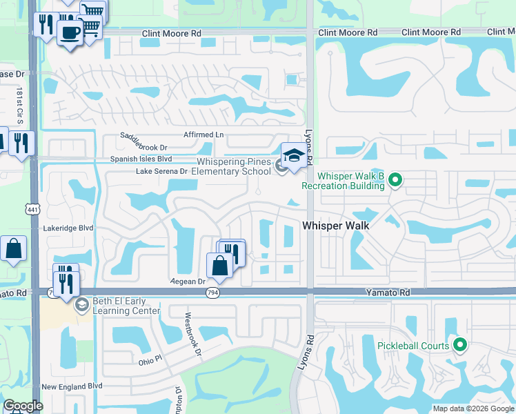 map of restaurants, bars, coffee shops, grocery stores, and more near 9244 Flynn Circle in Boca Raton