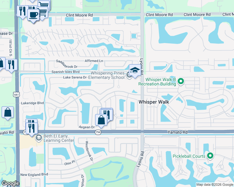 map of restaurants, bars, coffee shops, grocery stores, and more near 9244 Flynn Circle in Boca Raton