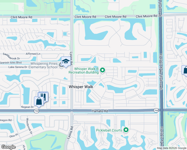 map of restaurants, bars, coffee shops, grocery stores, and more near 8879 Windtree Street in Boca Raton
