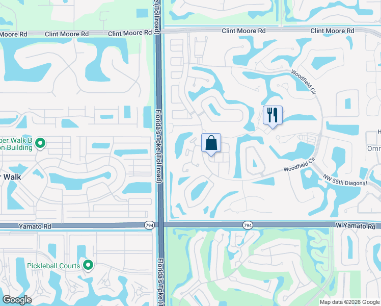 map of restaurants, bars, coffee shops, grocery stores, and more near 5845 Northwest 42nd Terrace in Boca Raton