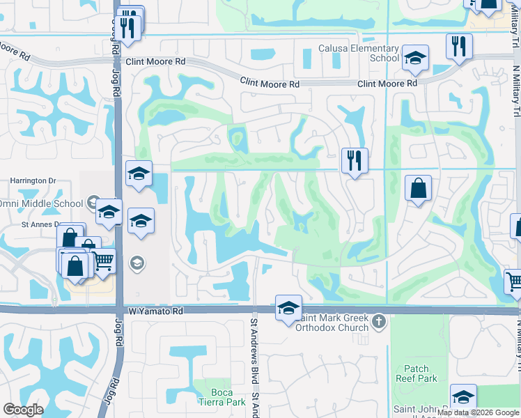 map of restaurants, bars, coffee shops, grocery stores, and more near 2450 Northwest 59th Street in Boca Raton