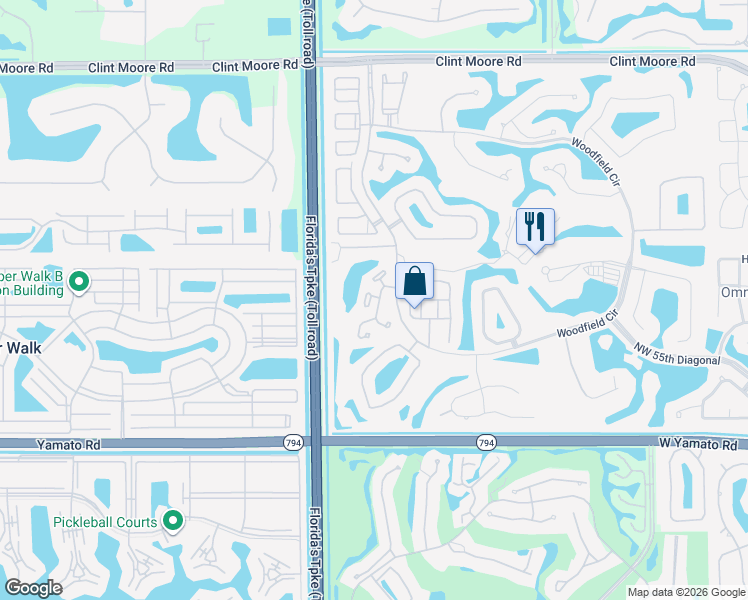 map of restaurants, bars, coffee shops, grocery stores, and more near 5845 Northwest 42nd Terrace in Boca Raton