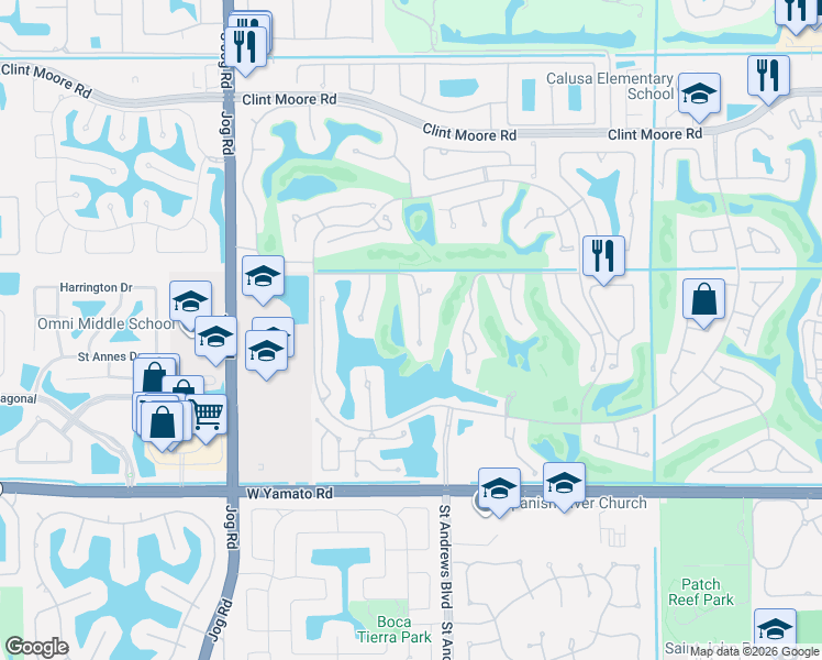 map of restaurants, bars, coffee shops, grocery stores, and more near 2526 Northwest 59th Street in Boca Raton