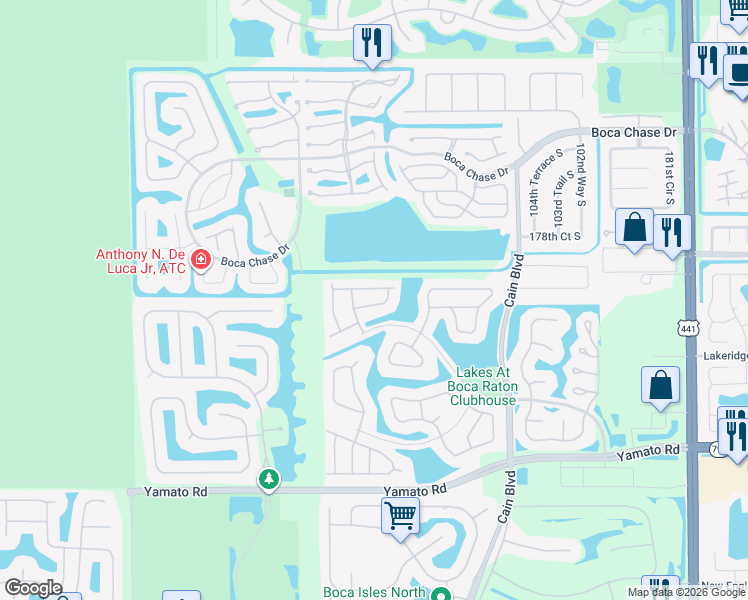 map of restaurants, bars, coffee shops, grocery stores, and more near 10883 Tamoron Lane in Boca Raton