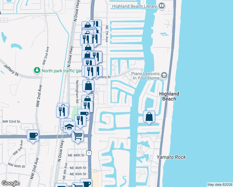 map of restaurants, bars, coffee shops, grocery stores, and more near 5660 Nassau Drive in Boca Raton