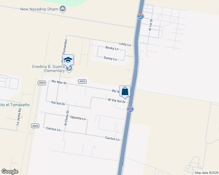 map of restaurants, bars, coffee shops, grocery stores, and more near 401 Ric Mar Street in Edinburg