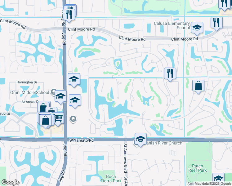 map of restaurants, bars, coffee shops, grocery stores, and more near 2526 Northwest 59th Street in Boca Raton