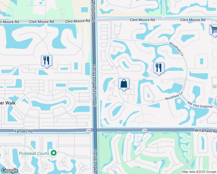 map of restaurants, bars, coffee shops, grocery stores, and more near 5845 Northwest 42nd Terrace in Boca Raton