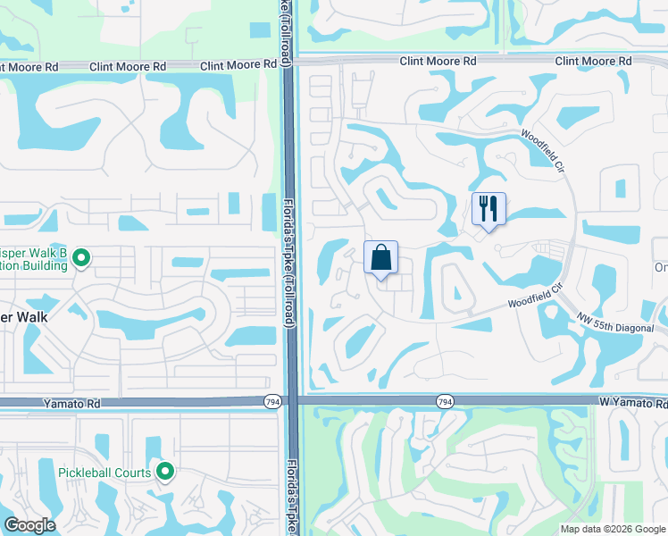 map of restaurants, bars, coffee shops, grocery stores, and more near 5845 Northwest 42nd Terrace in Boca Raton