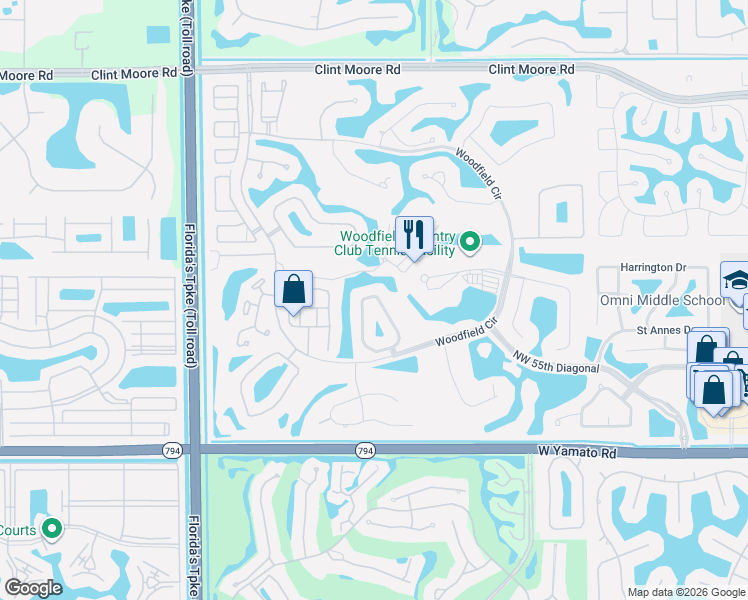 map of restaurants, bars, coffee shops, grocery stores, and more near 5776 Regency Circle West in Boca Raton