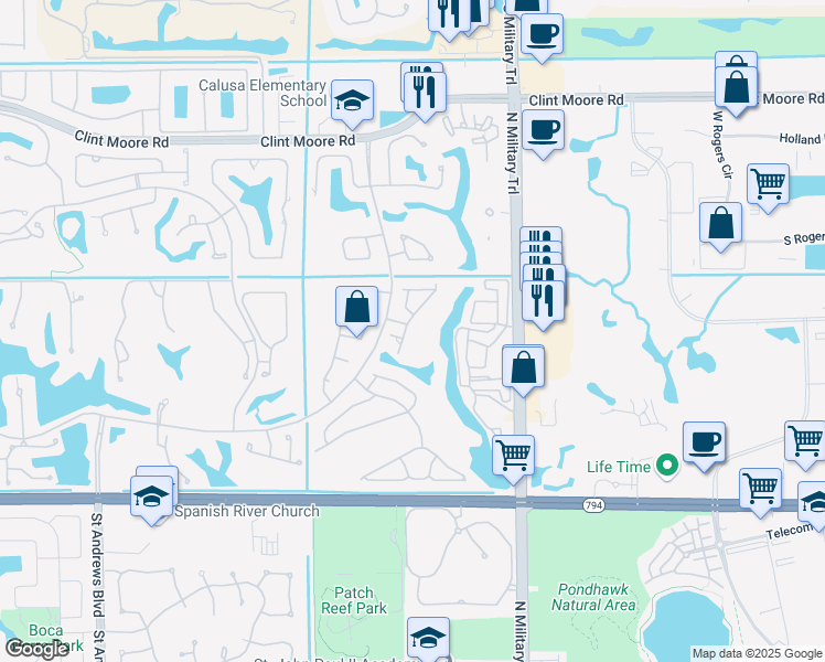 map of restaurants, bars, coffee shops, grocery stores, and more near 5798 Northwest 21st Avenue in Boca Raton
