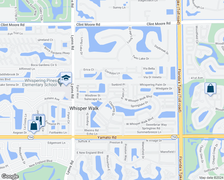 map of restaurants, bars, coffee shops, grocery stores, and more near 8681 Flamingo Drive in Boca Raton