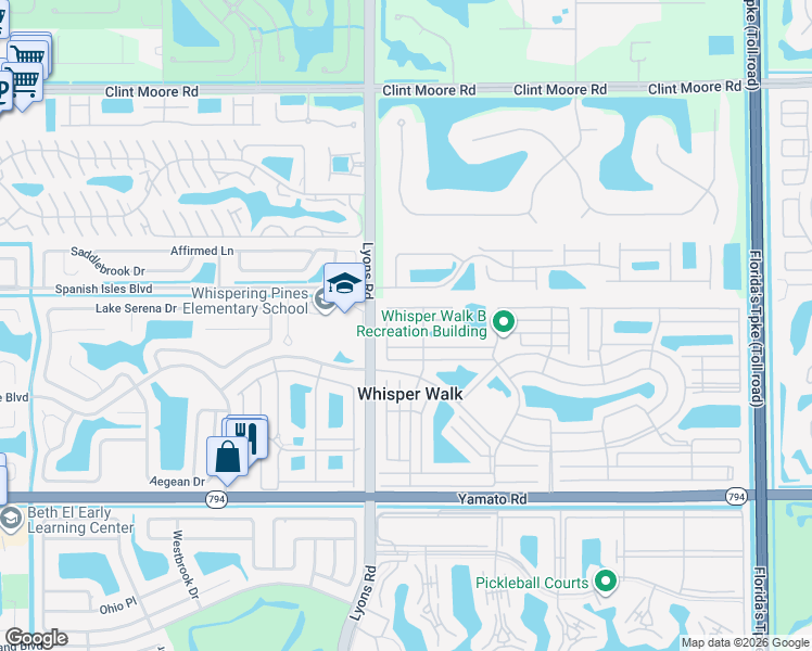 map of restaurants, bars, coffee shops, grocery stores, and more near 8956 Meadowlark Way in Boca Raton