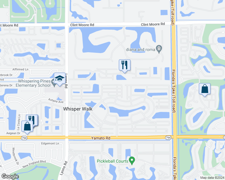 map of restaurants, bars, coffee shops, grocery stores, and more near 8648 Flamingo Drive in Boca Raton