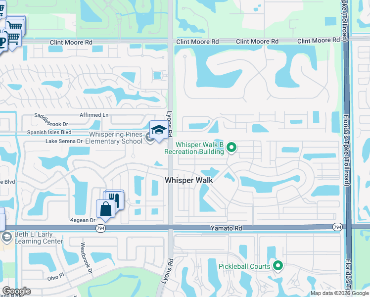 map of restaurants, bars, coffee shops, grocery stores, and more near 8956 Meadowlark Way in Boca Raton