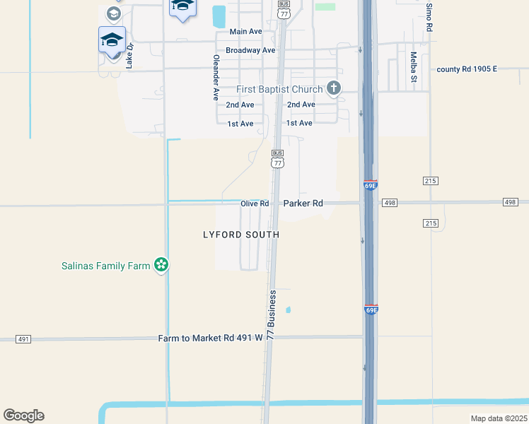 map of restaurants, bars, coffee shops, grocery stores, and more near Railroad Street in Lyford
