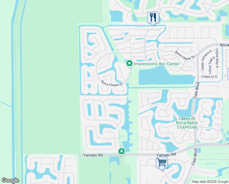 map of restaurants, bars, coffee shops, grocery stores, and more near 11140 Lakeaire Circle in Boca Raton