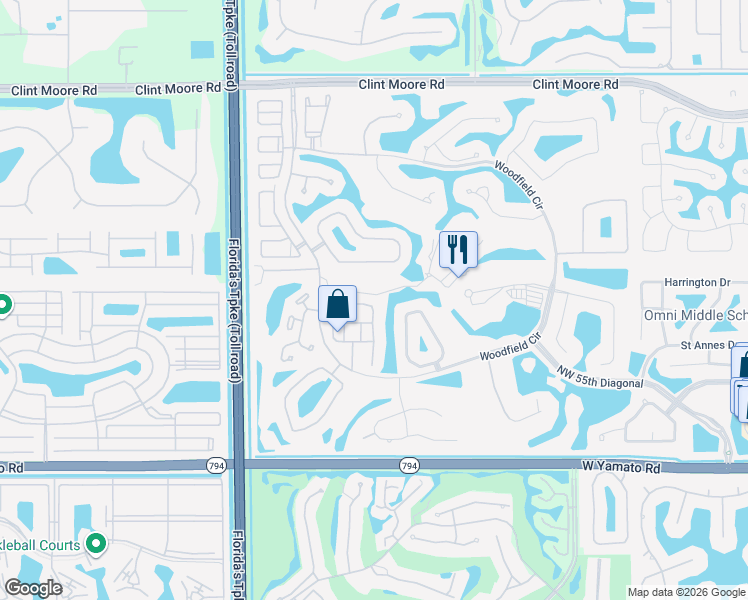 map of restaurants, bars, coffee shops, grocery stores, and more near 3951 Northwest 58th Place in Boca Raton