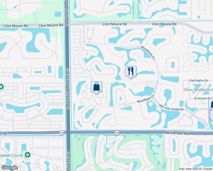 map of restaurants, bars, coffee shops, grocery stores, and more near 3951 Northwest 58th Place in Boca Raton