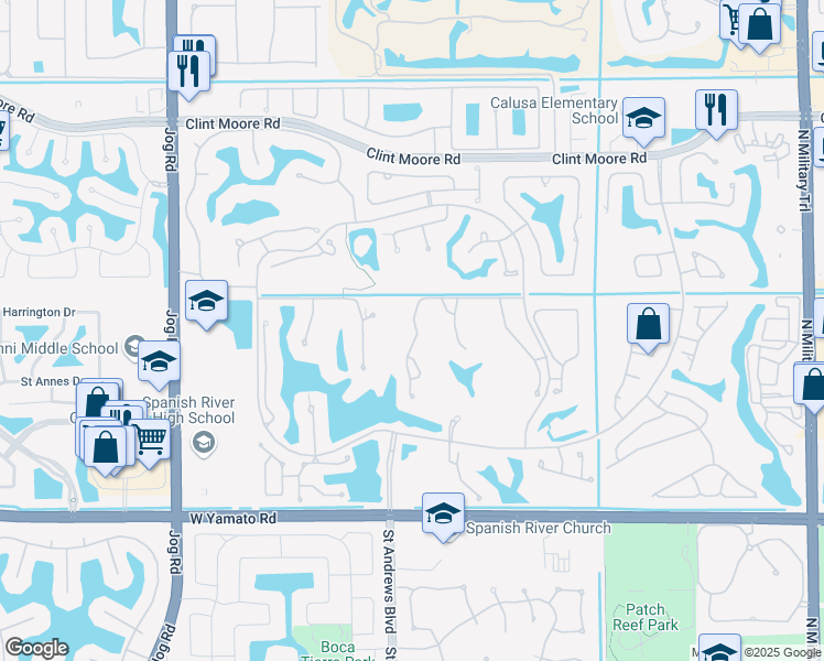 map of restaurants, bars, coffee shops, grocery stores, and more near 2491 Northwest 59th Street in Boca Raton
