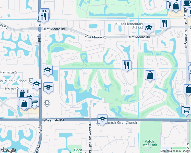 map of restaurants, bars, coffee shops, grocery stores, and more near 2450 Northwest 59th Street in Boca Raton
