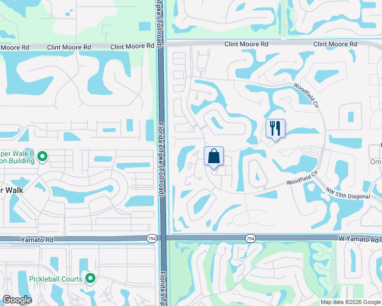 map of restaurants, bars, coffee shops, grocery stores, and more near 5845 Northwest 42nd Terrace in Boca Raton