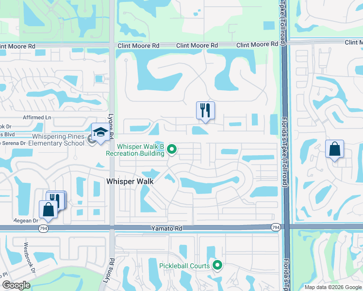 map of restaurants, bars, coffee shops, grocery stores, and more near 8681 Flamingo Drive in Boca Raton