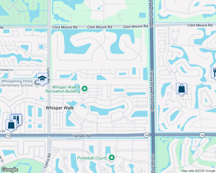 map of restaurants, bars, coffee shops, grocery stores, and more near 18571 Breezy Palm Way in Boca Raton